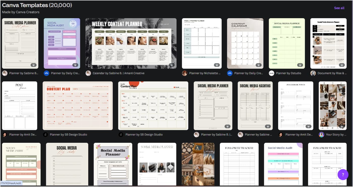 Social Media Planners Canva Templates