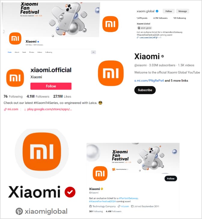 Xiaomi Social Media Profiles