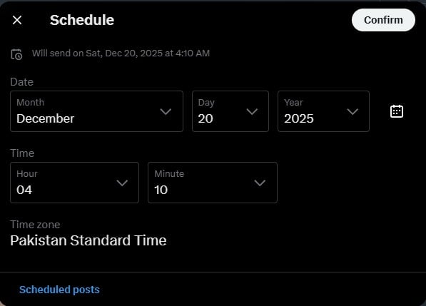 schedule date and time