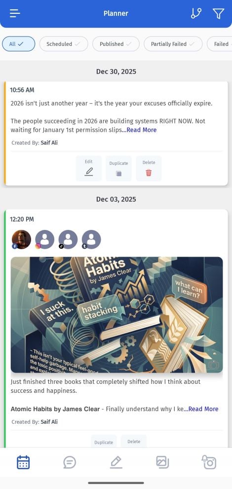 contentstudio mobile app interface