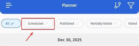 see scheduled tweets on mobile?