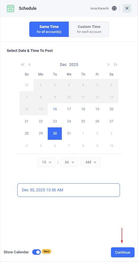 select date and time