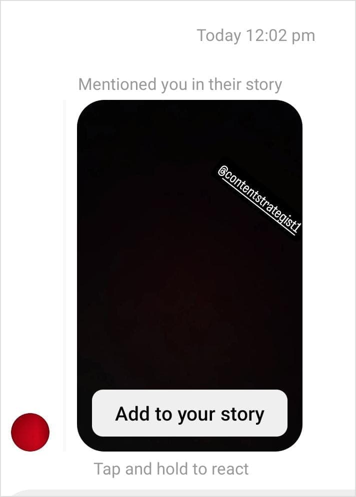 Add to Story Notification in DM