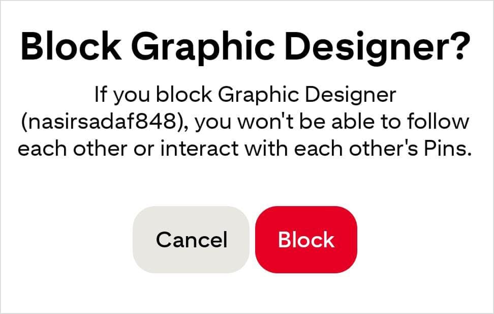 Block Pinterest User