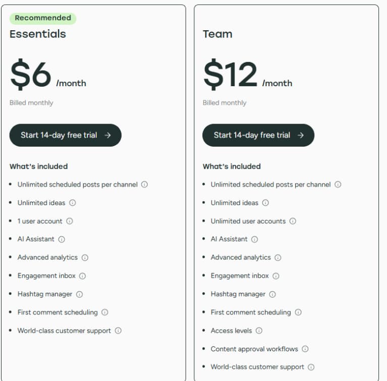 Buffer Monthly Cost