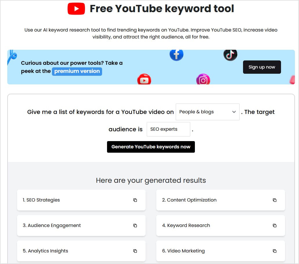 ContentStudio Free YouTube Keywords Tool