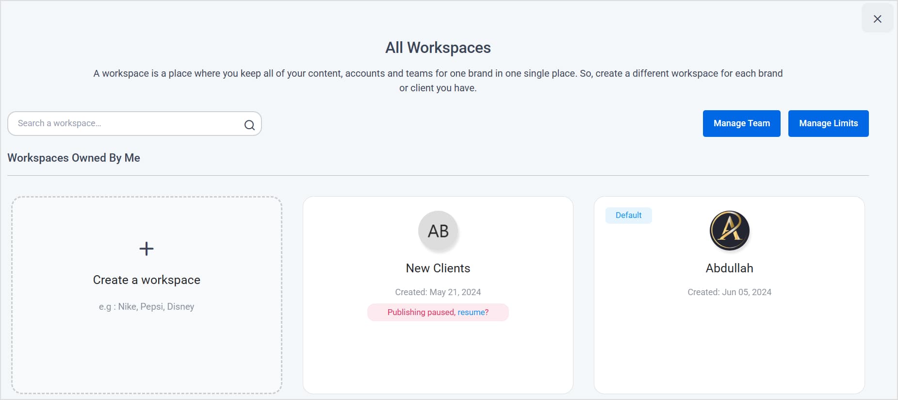 ContentStudio Workspaces