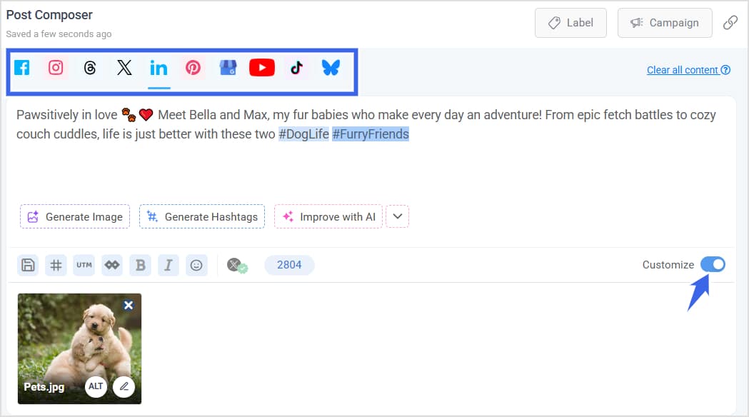 Customize Social Media Posts in ContentStudio