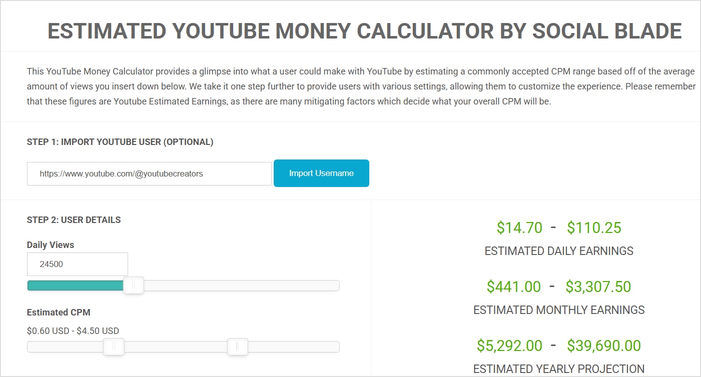 YouTube Earnings Calculator