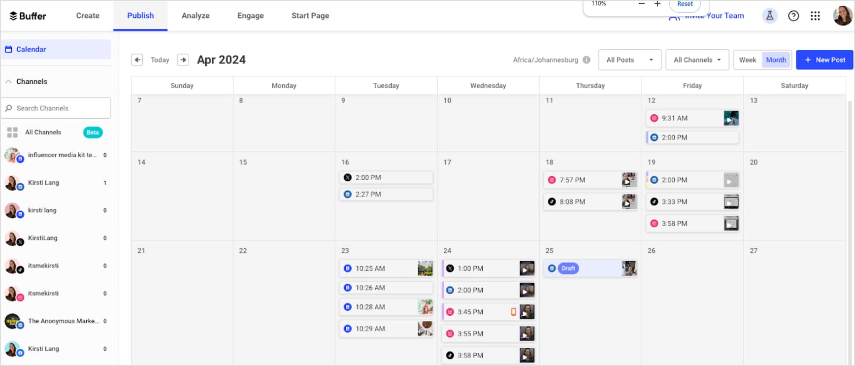 Buffer Content Calendar