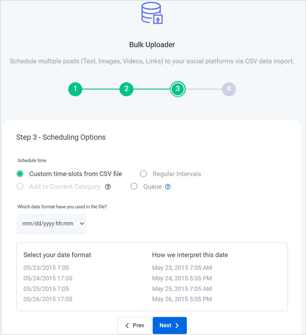 Bulk Scheduling Options