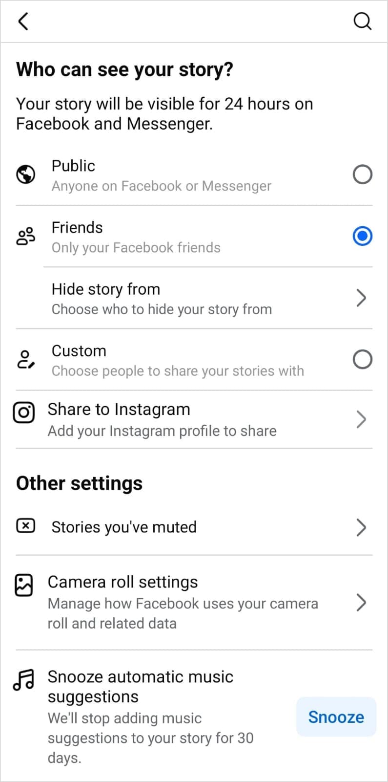 Facebook story privacy