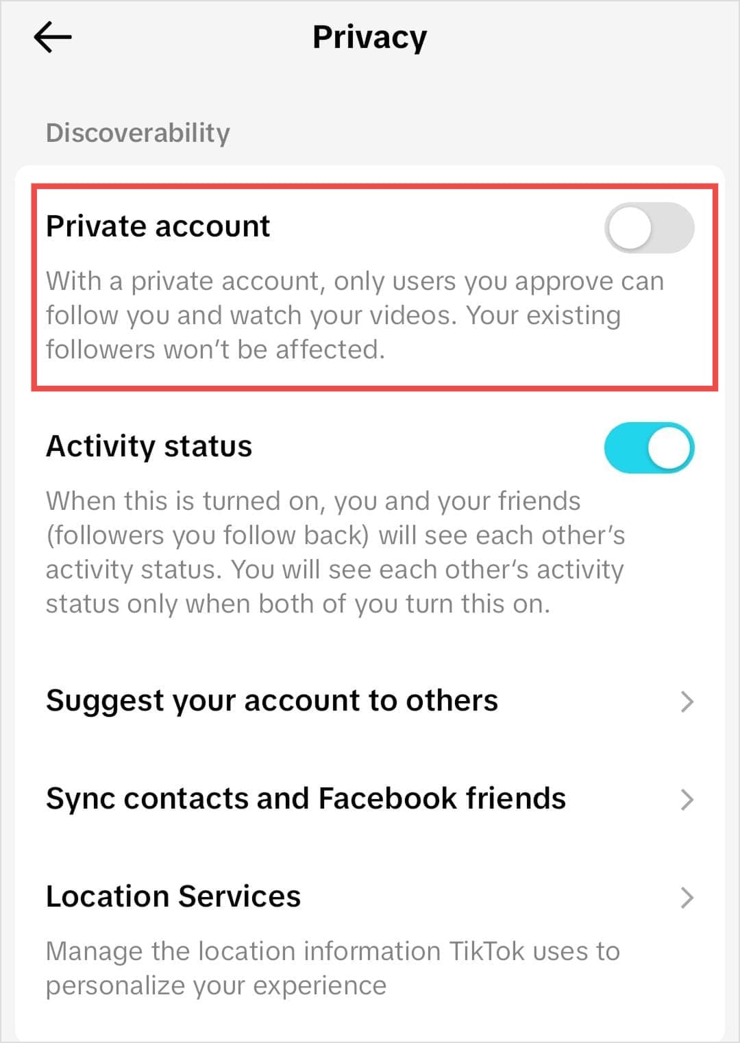 Make TIkTok Account Private