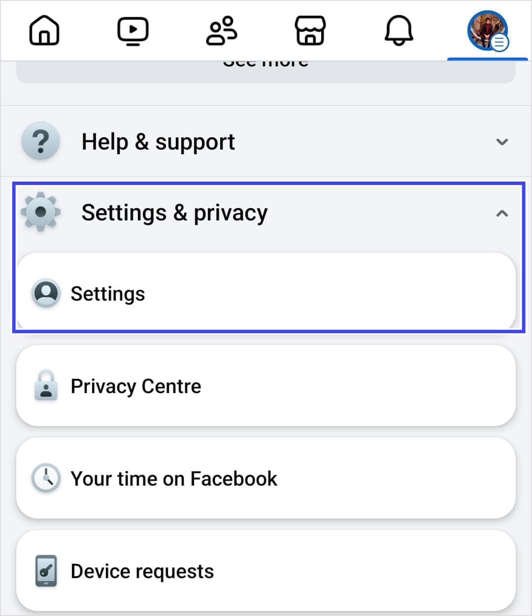 Open Settings & Privacy - Settings