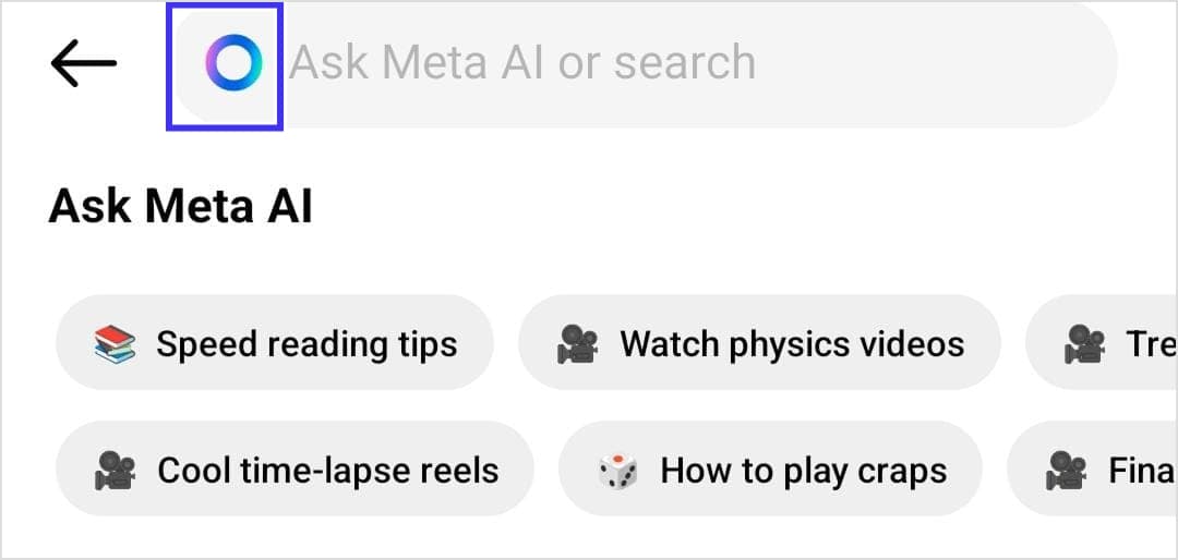Tap the Meta AI icon