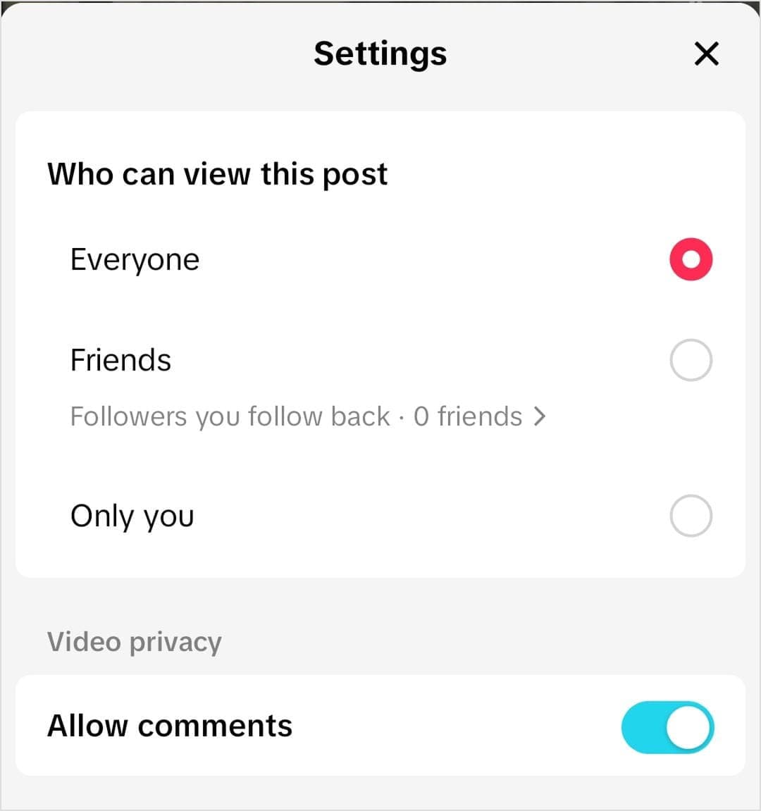 TikTok Content Visibility Settings