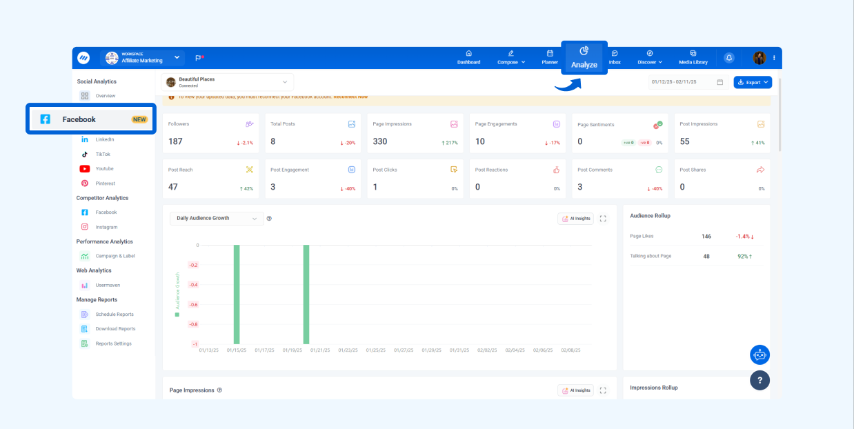 facebook analytics dashboard