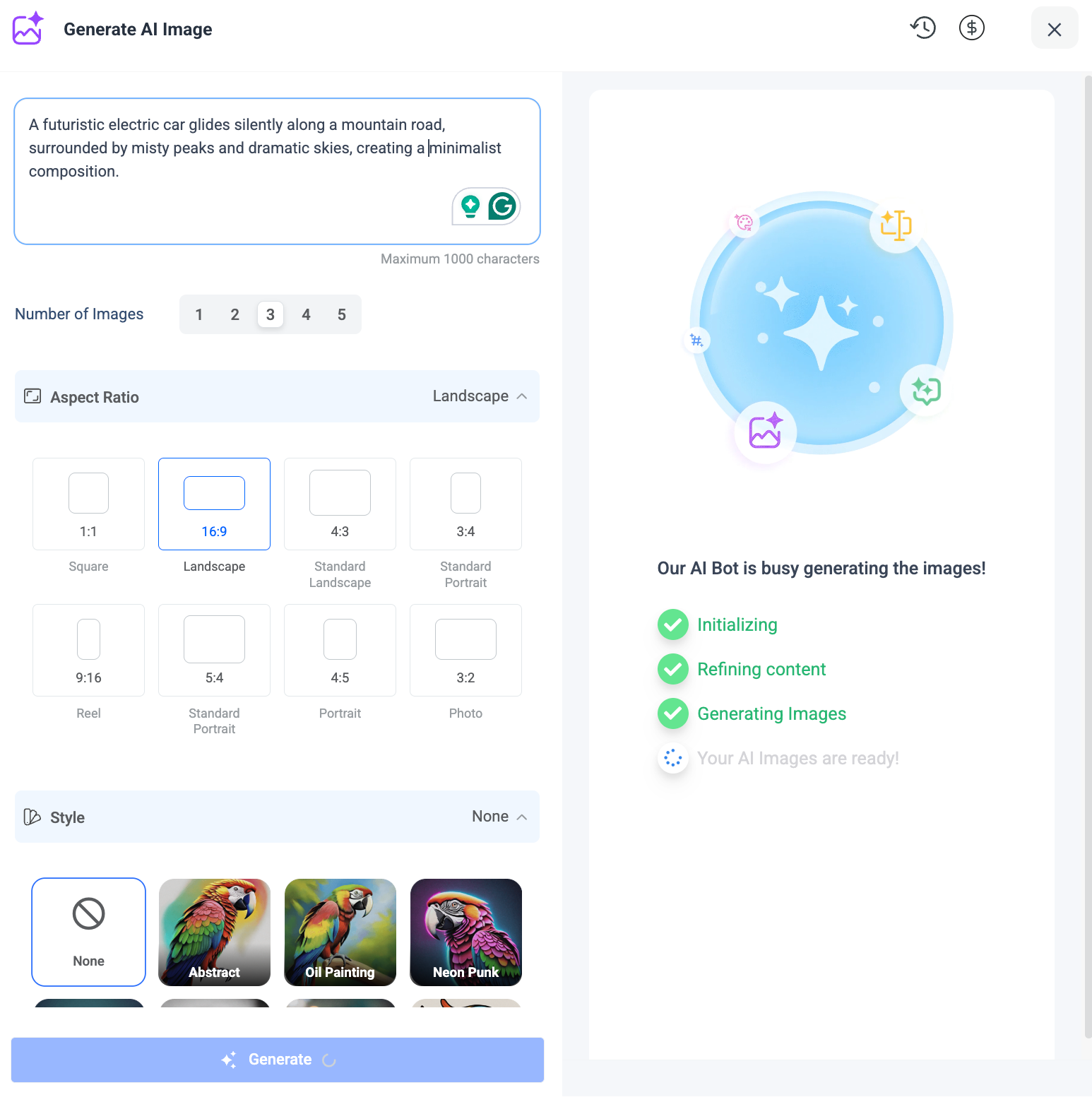 Generate your images 