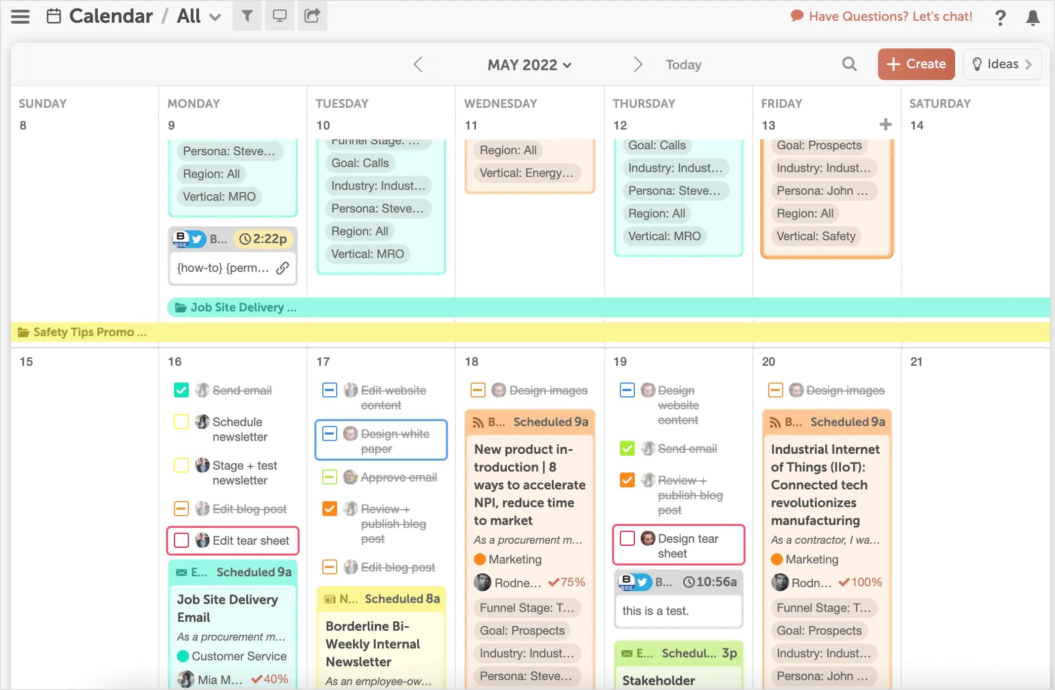 CoSchedule Calendar Dashboard