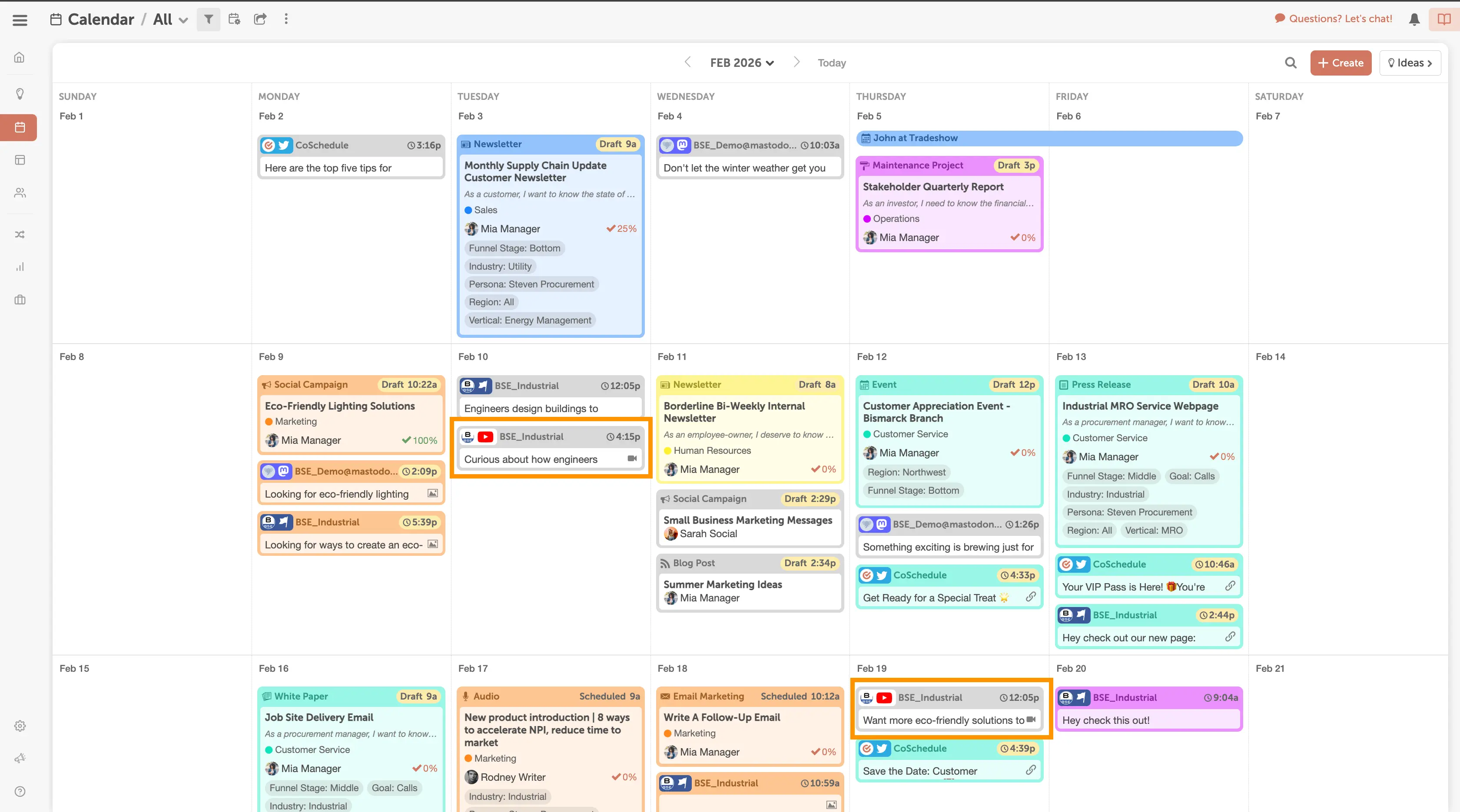 CoSchedule dashboard