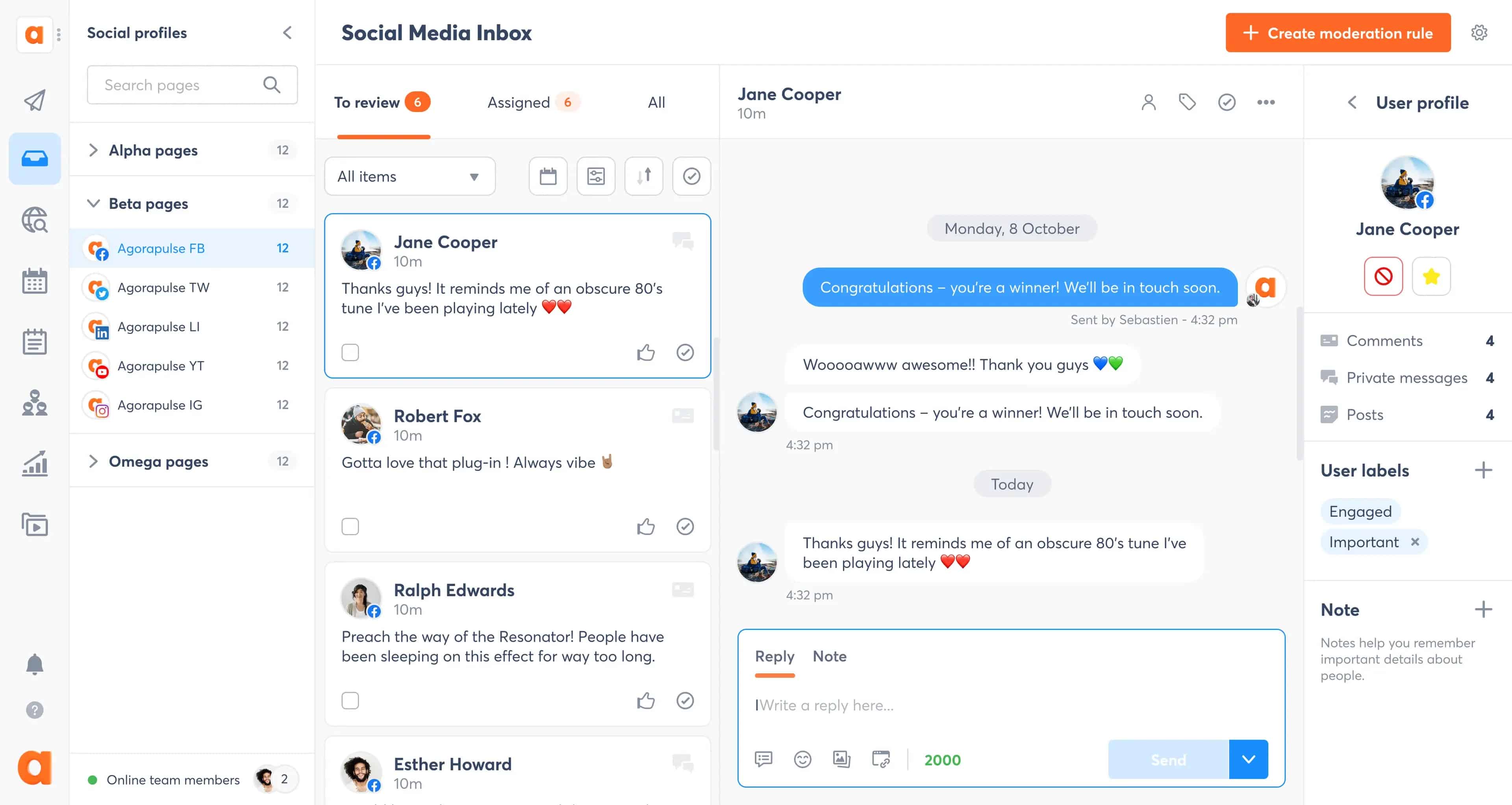 Agorapulse dashboard