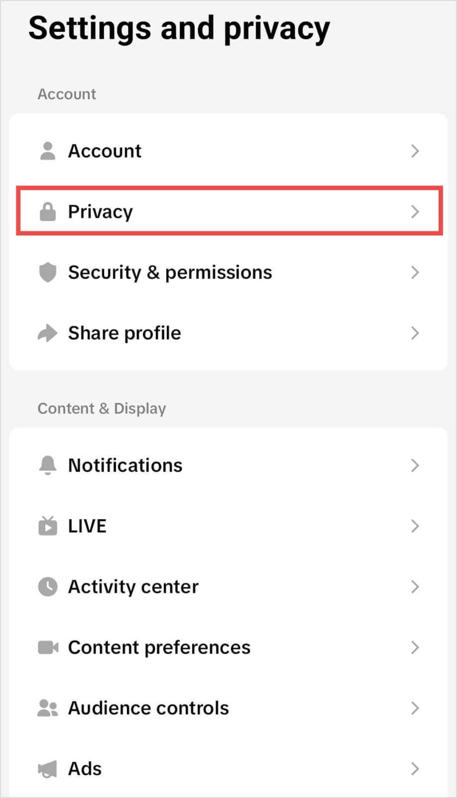 Tap Privacy settings