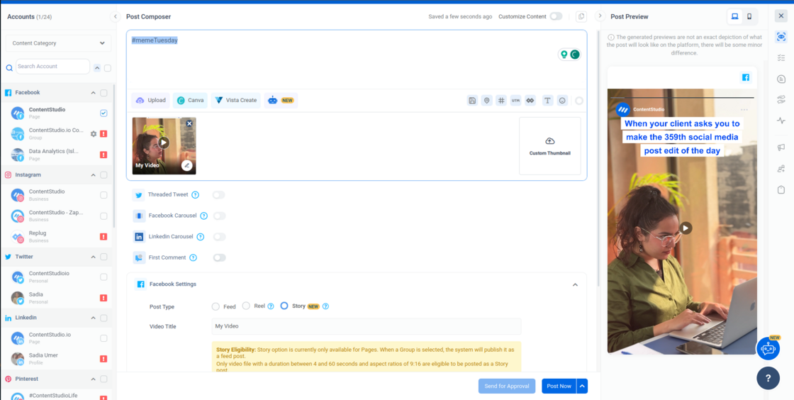 facebook story publishing 