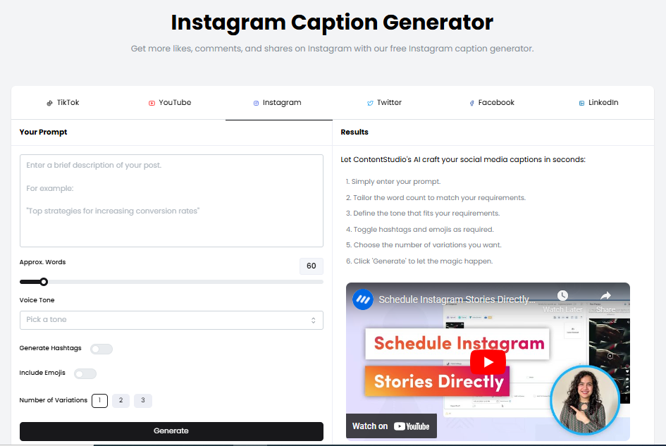 Instagram caption generator