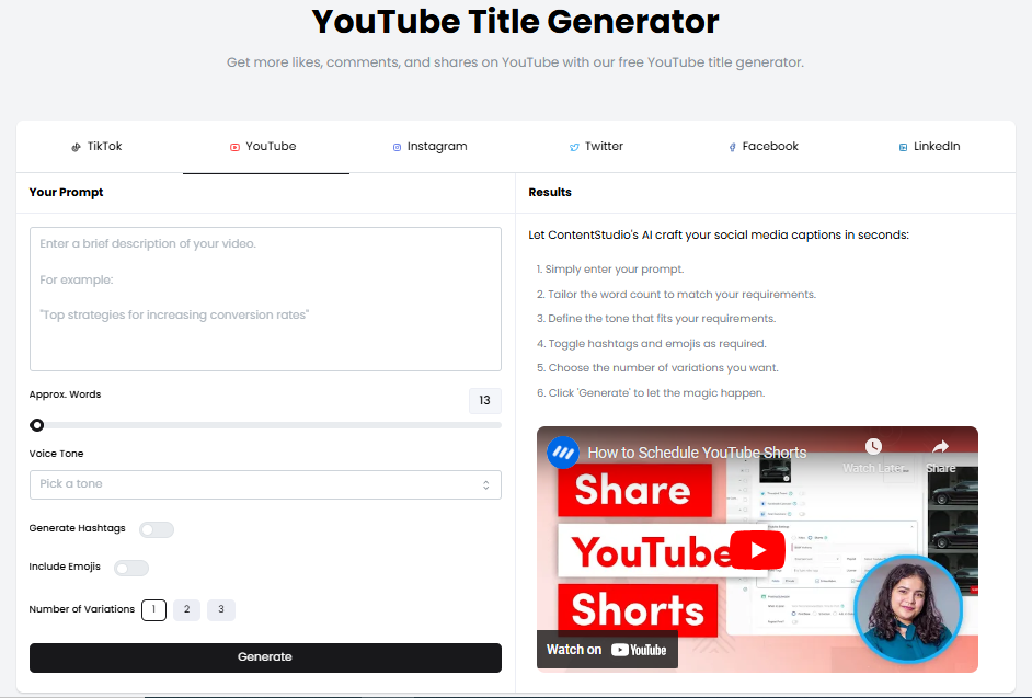 YouTube title generator