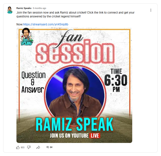 Announce live sessions