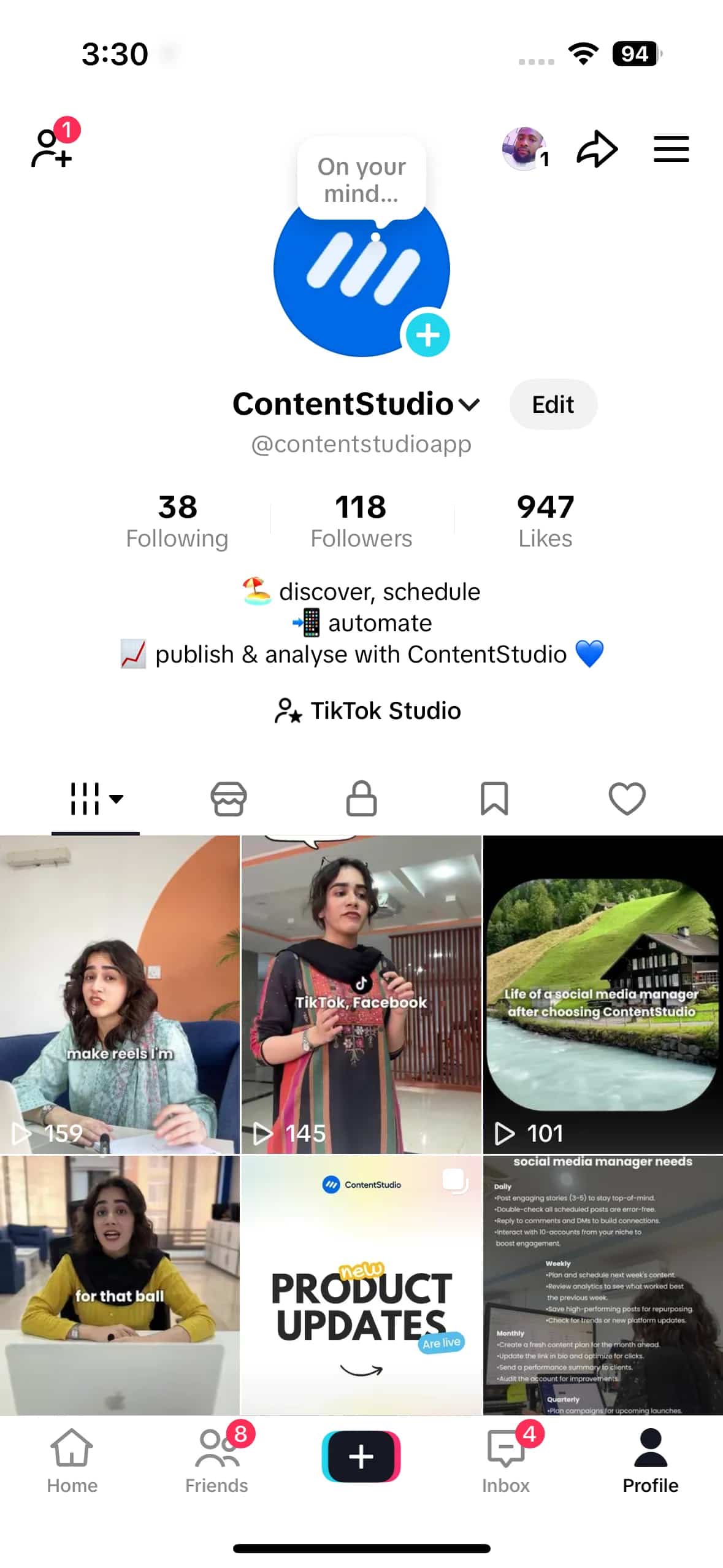 Tap the create (+) button