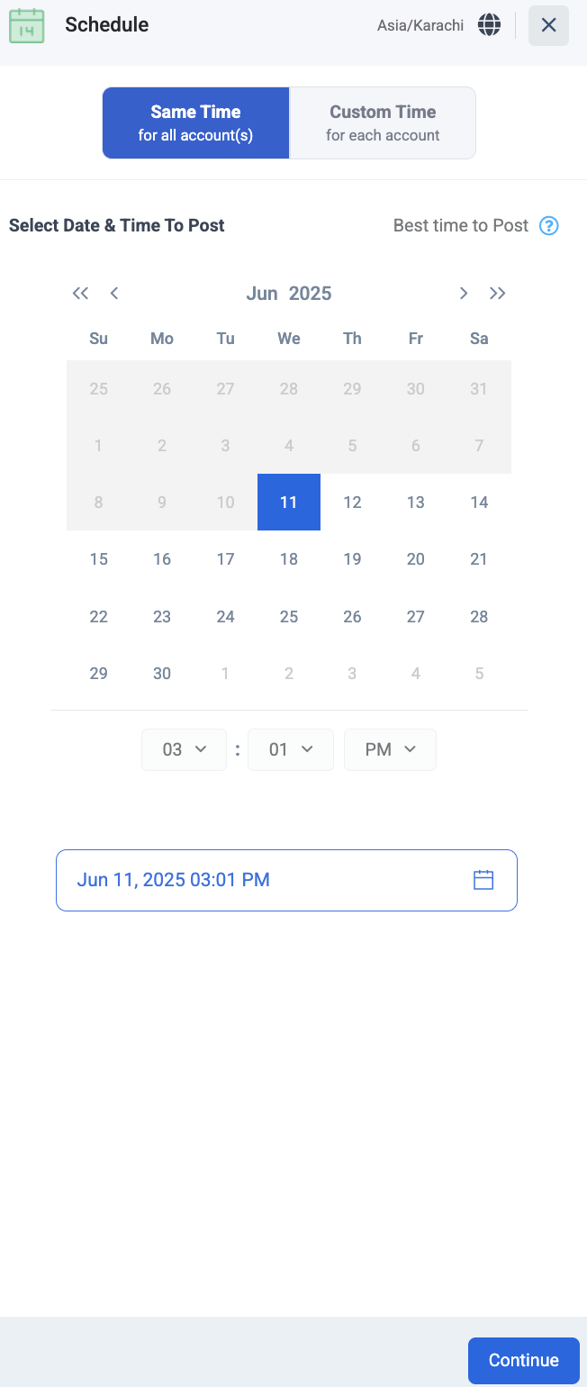 scheduled time
