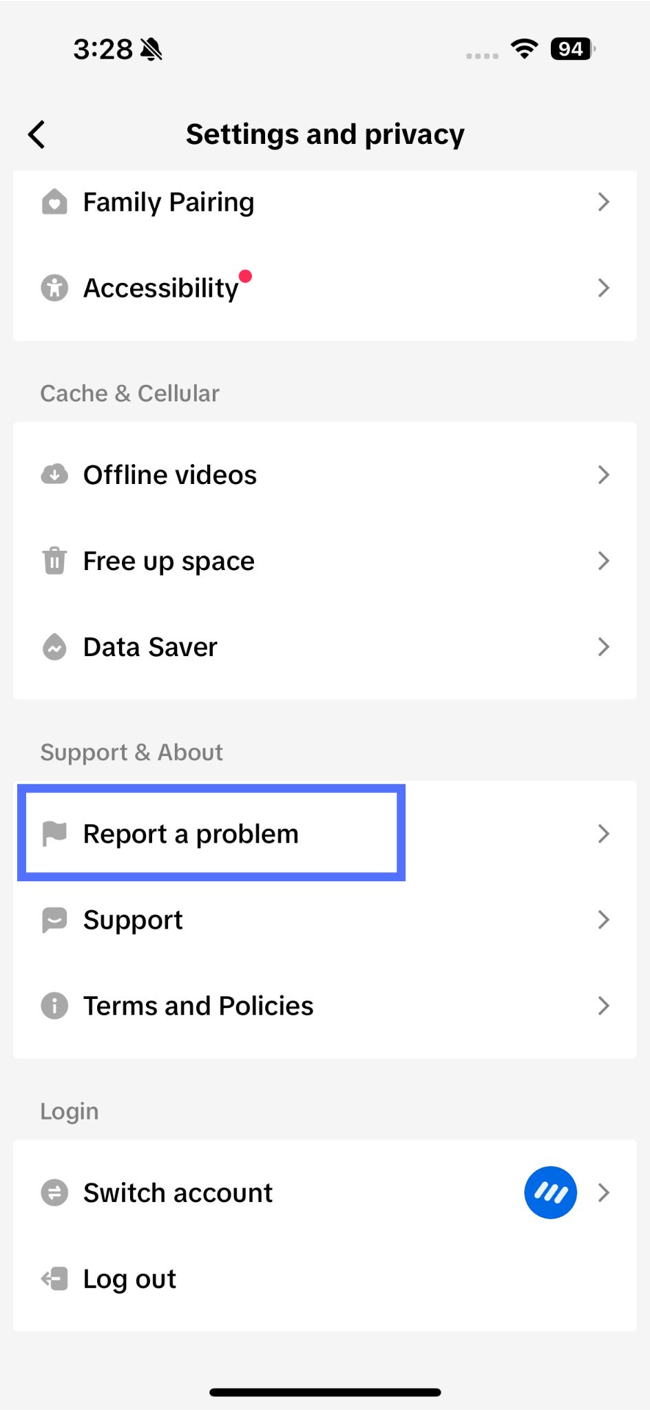 Tap Report a problem