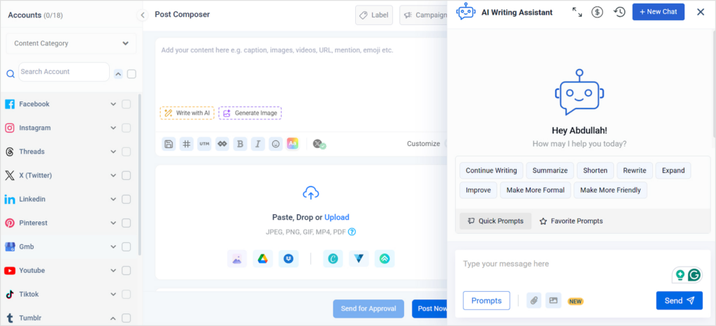 AI assistant of Contentstudio