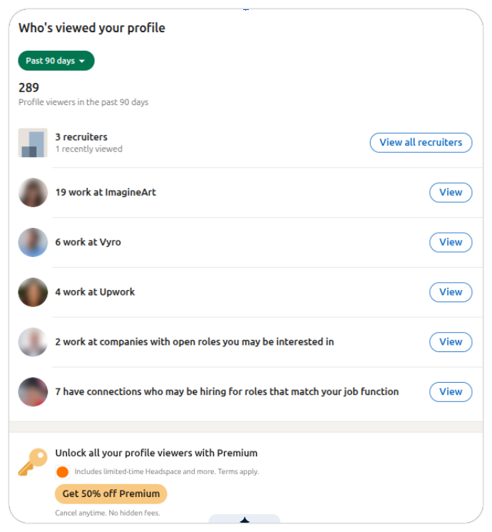 see who viewed your profile on LinkedIn and unlock premium