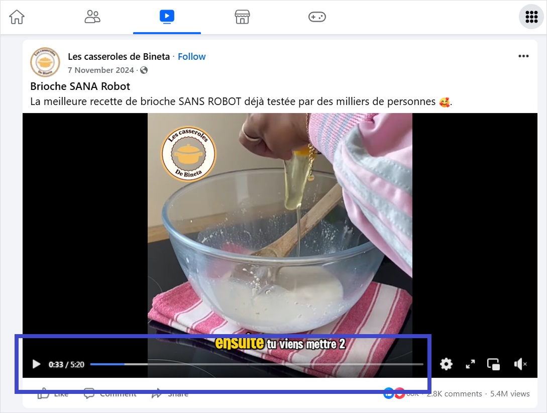 Long form video content on facebook