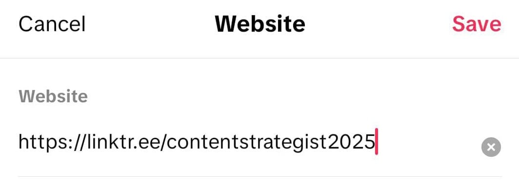 Add Linktree URL to TikTok