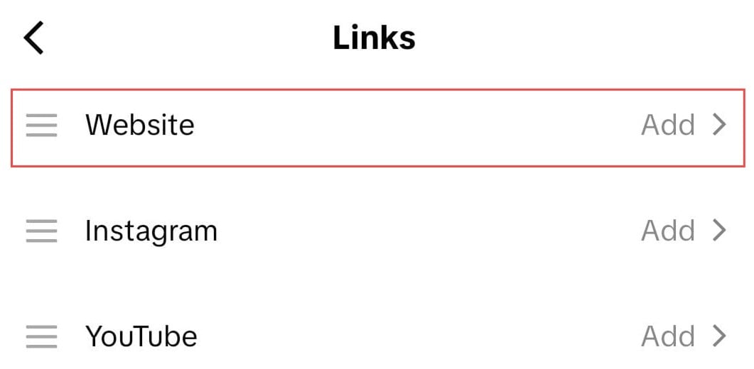 Add a website link on TikTok