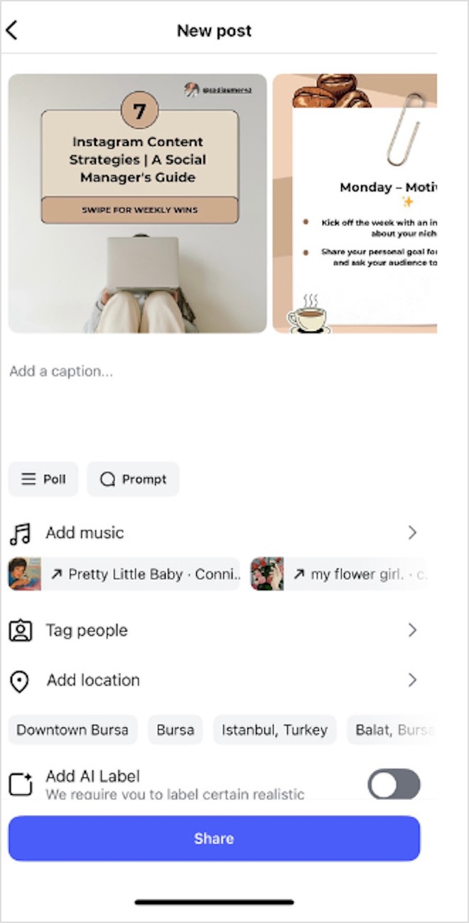Add details and share post