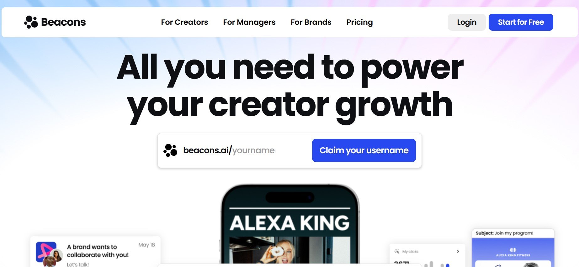 Beacons website landing page