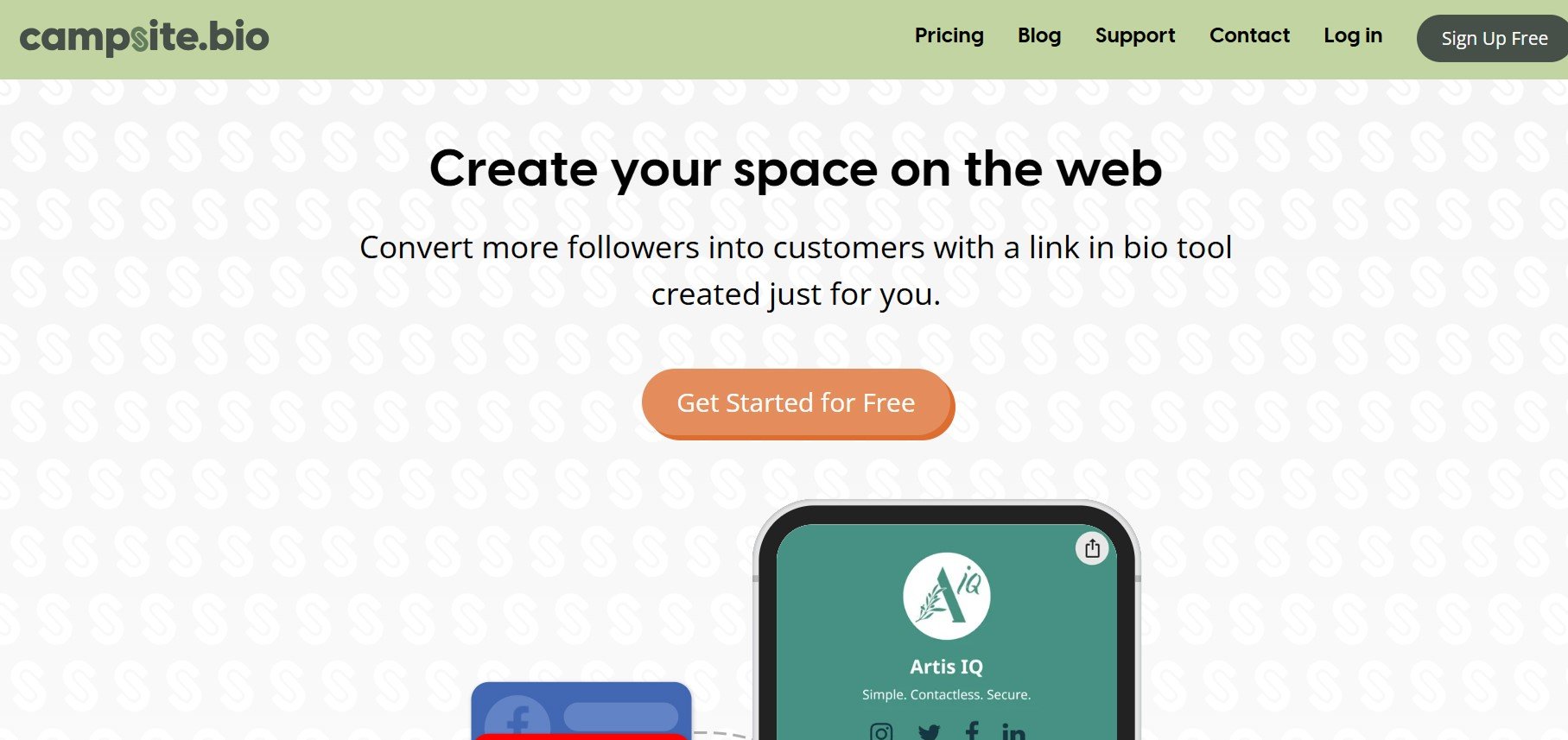 Campsite landing page