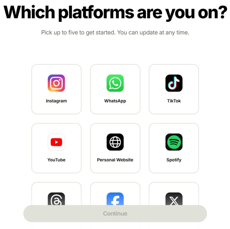 Connect social platforms to Linktree