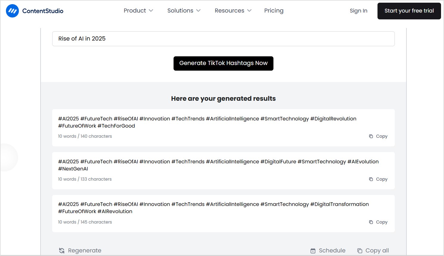Content Studio free hashtag generator