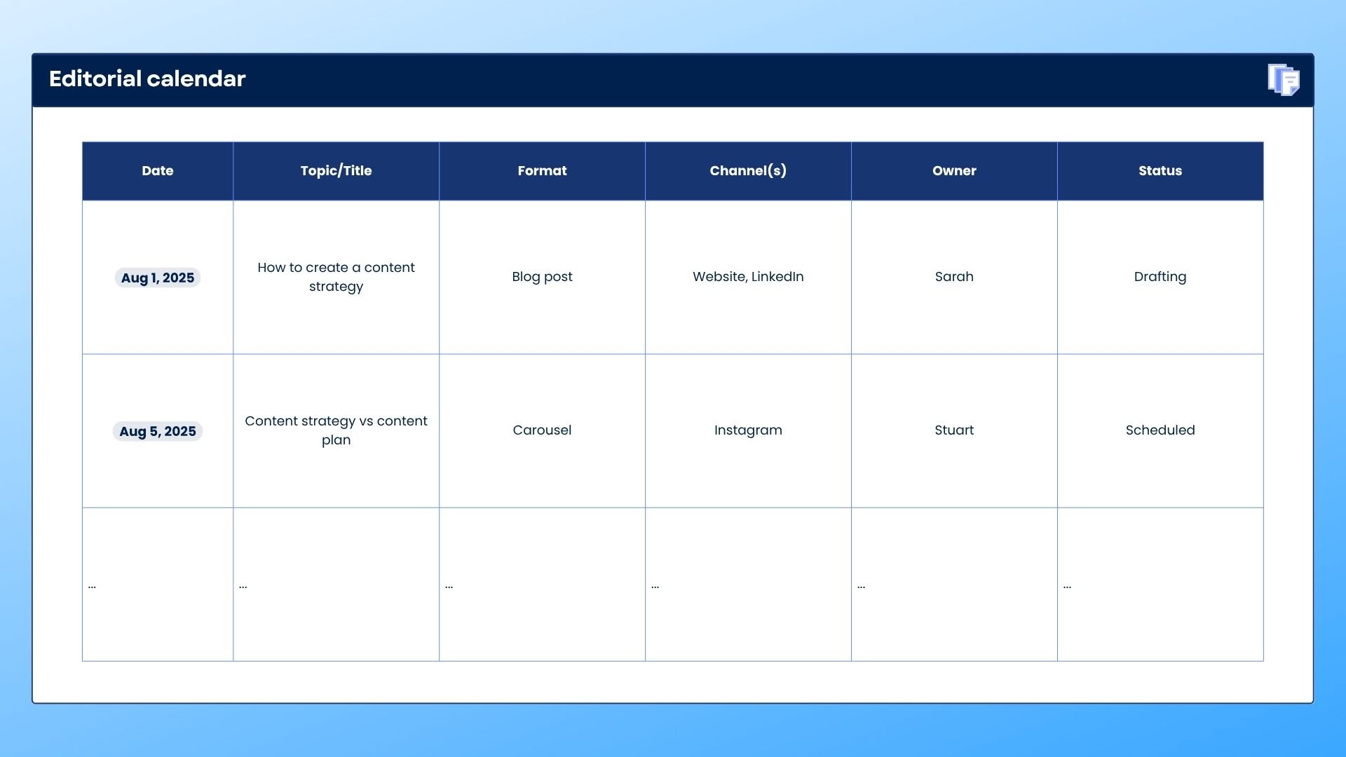 ContentStudio content strategy editorial calendar template
