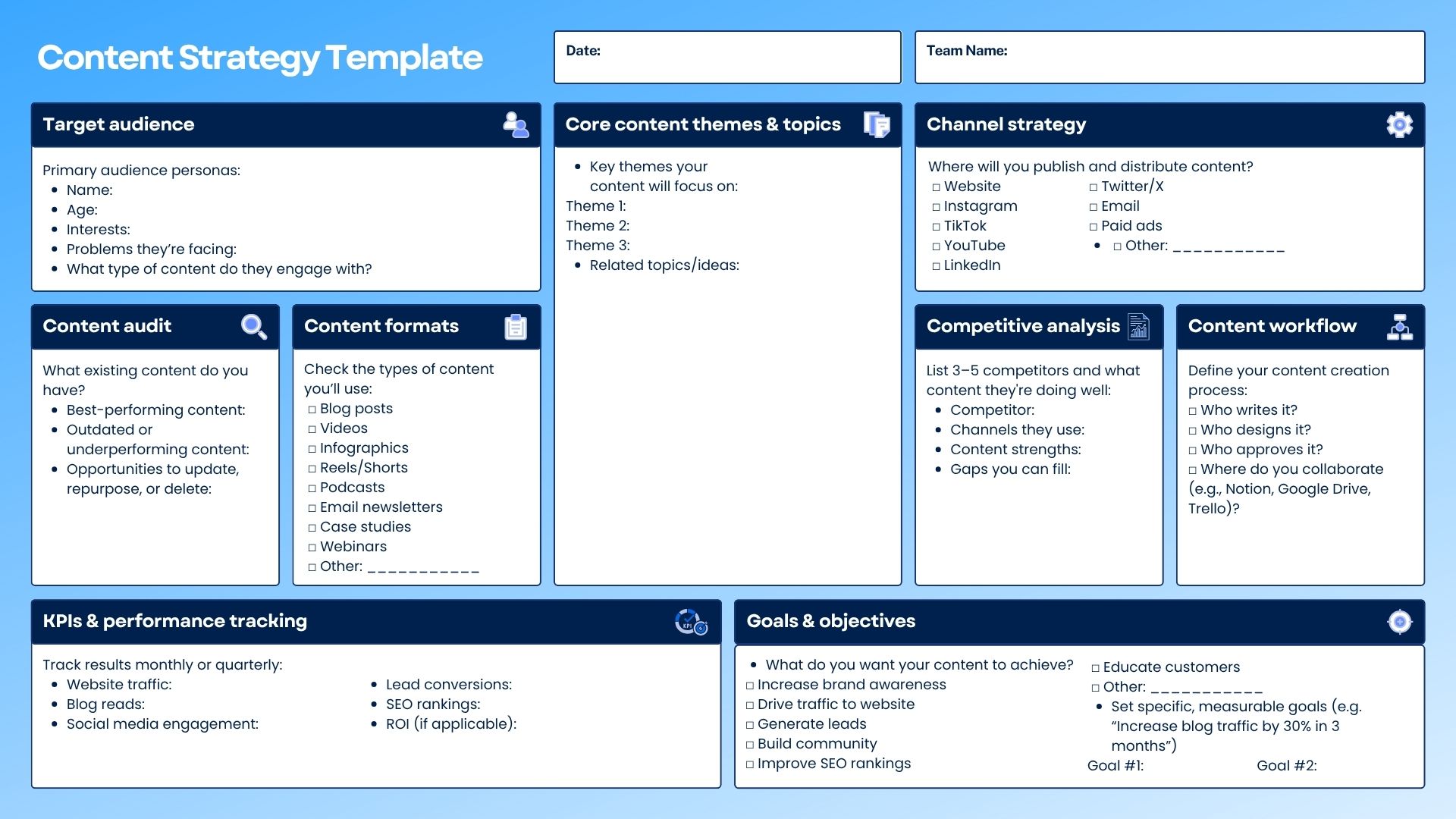 ContentStudio content strategy template