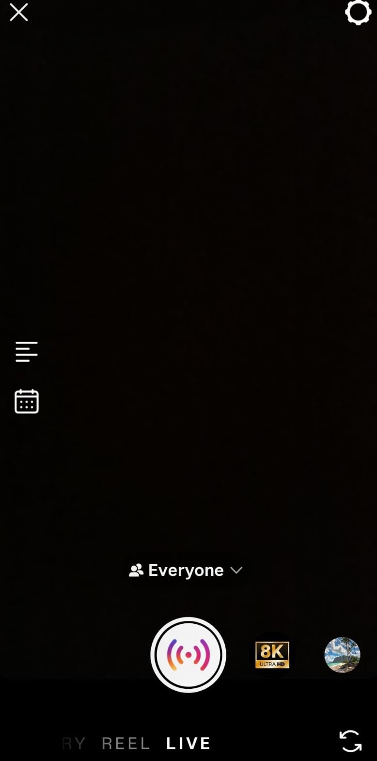 Tap the Go LIVE button