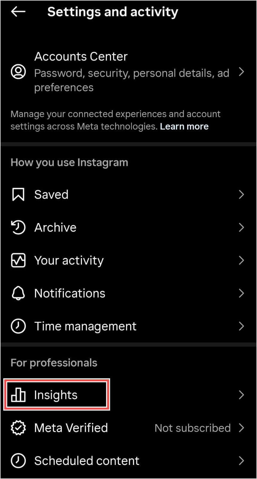 Go to Instagram insights