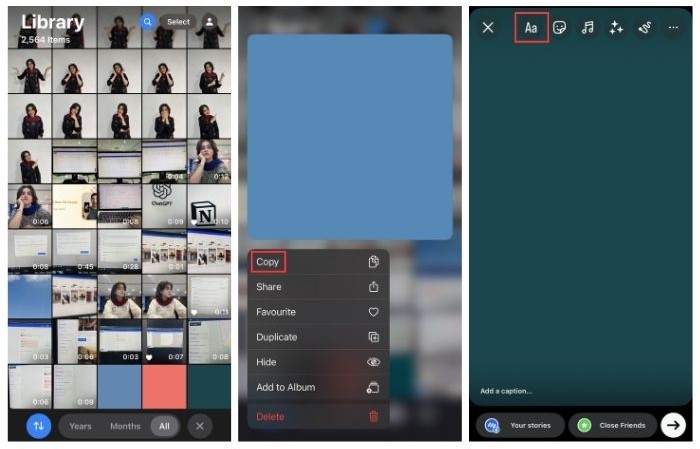 How to copy paste photos from gallery steps 3-5