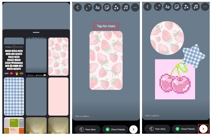 How to layer photos on Instagram Story steps 6-8