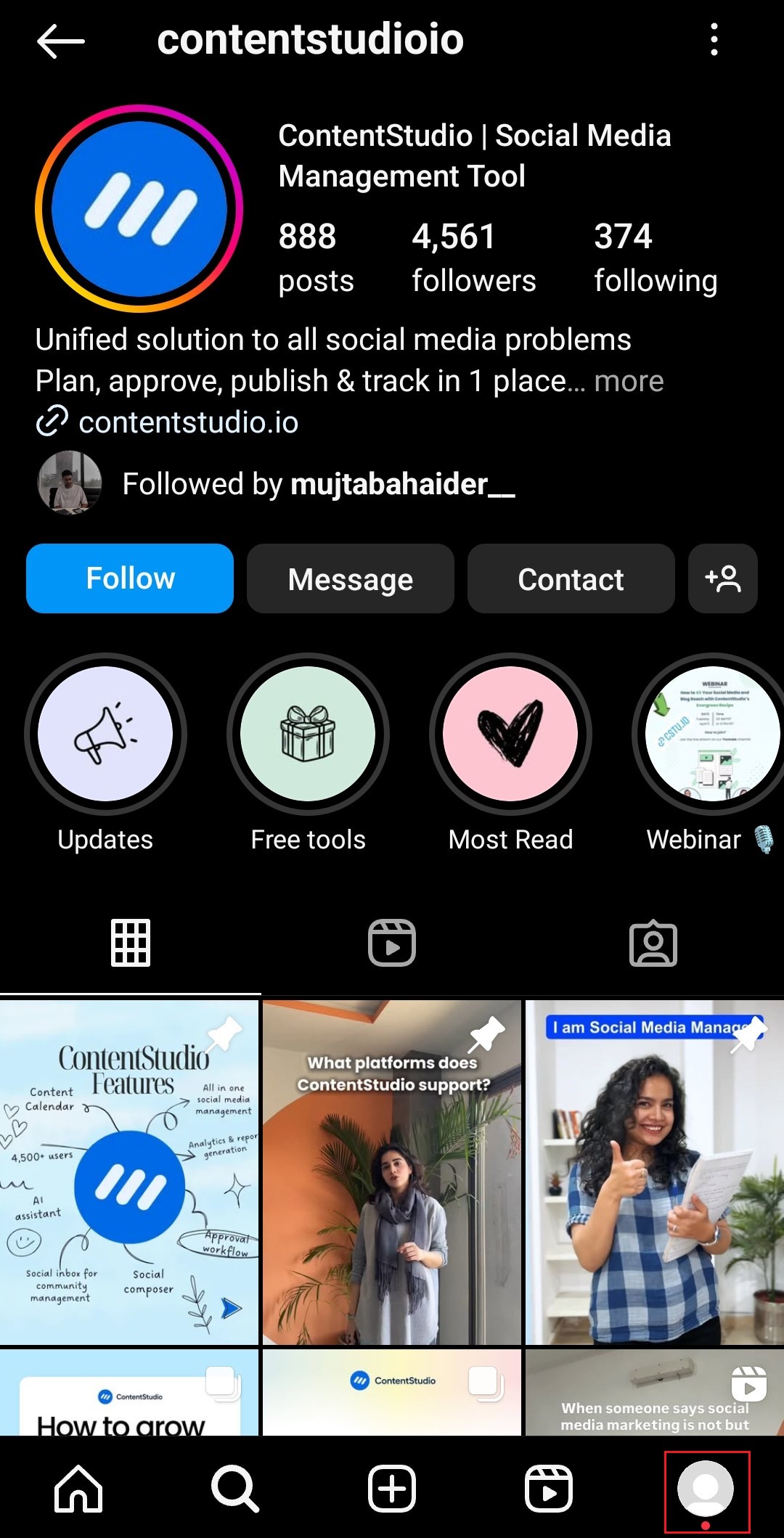 Go to your profile on the Instagram app